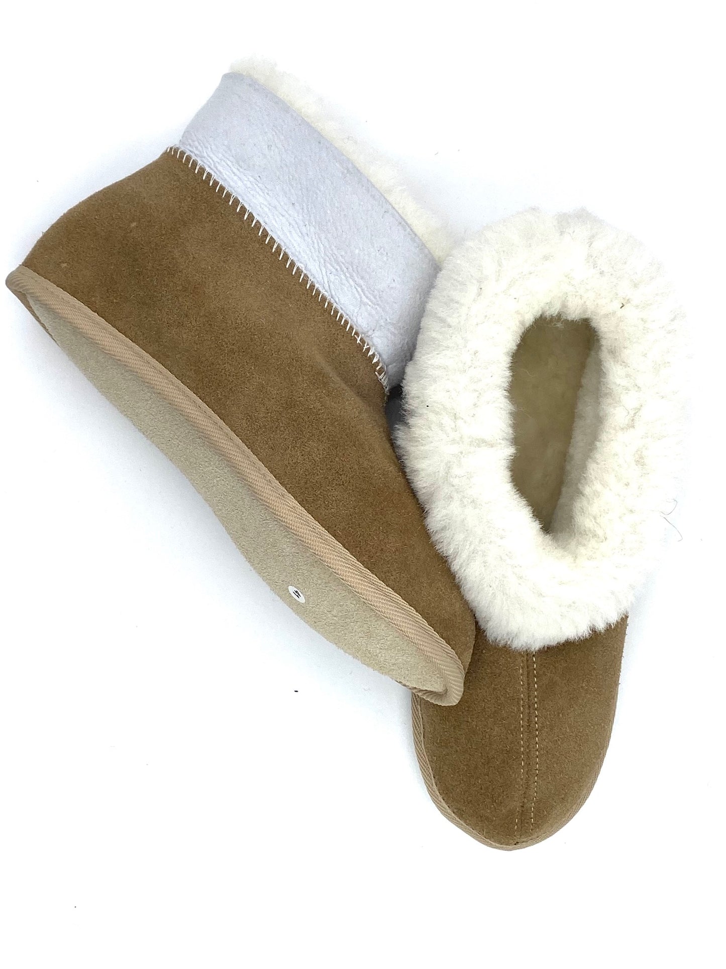 Schaffell-Hausschuh mit Ledersohle