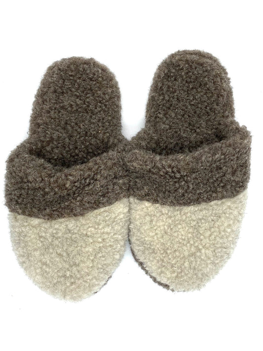 Pantoffel aus Schurwolle mit Ledersohle