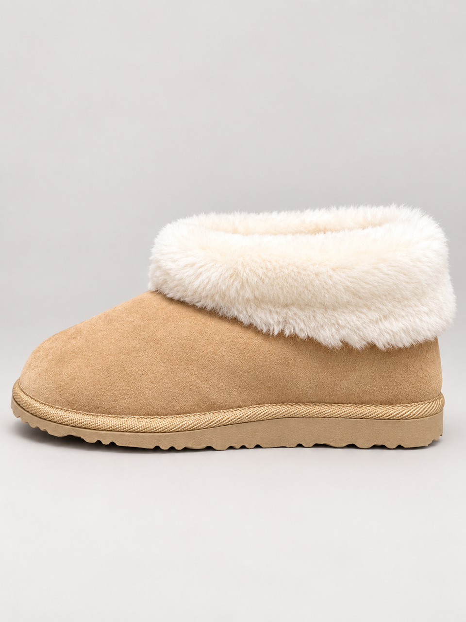 Fell-Hausschuhe mit fester Sohle, beige