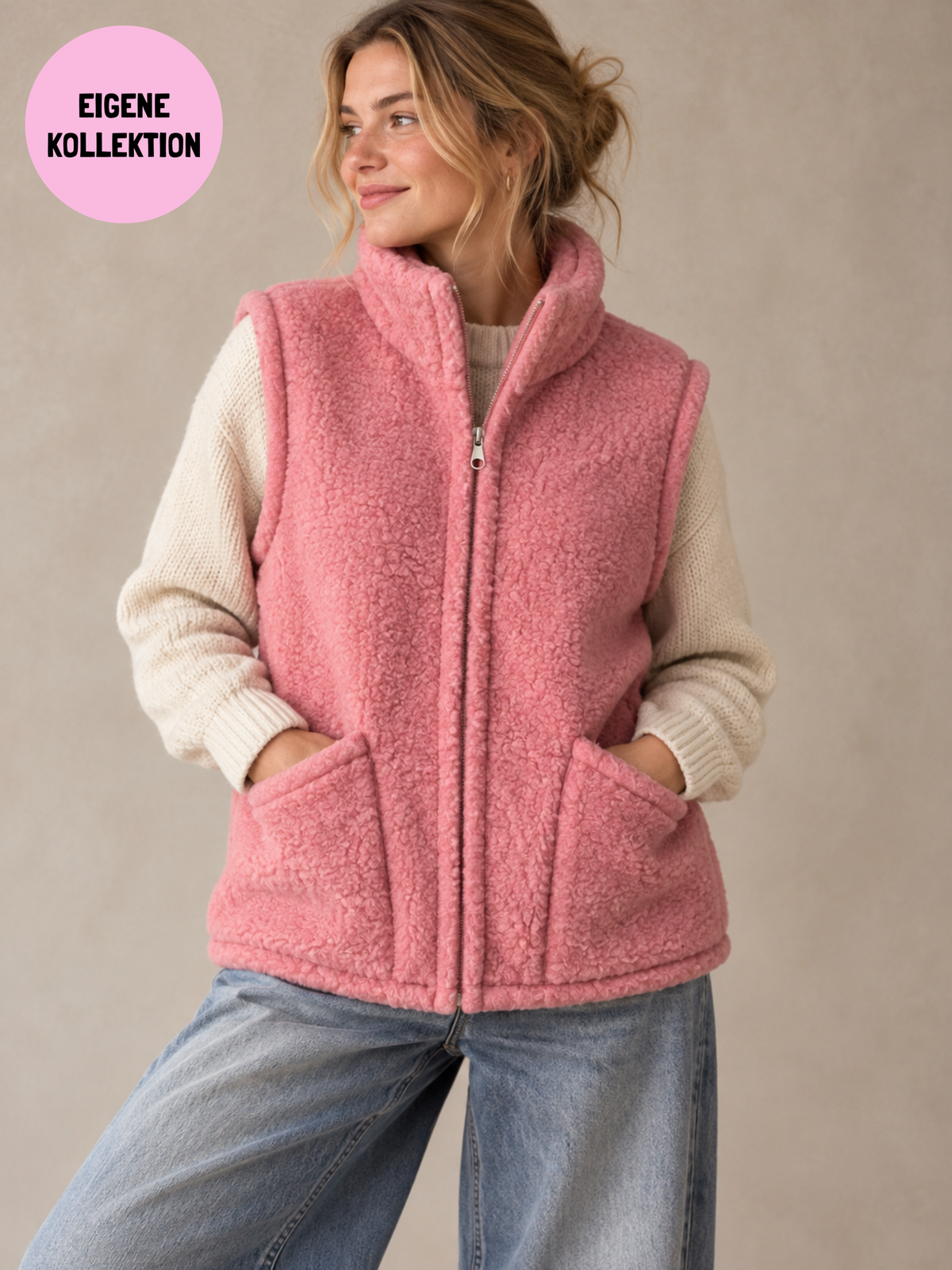 Weste Wollflor rosa