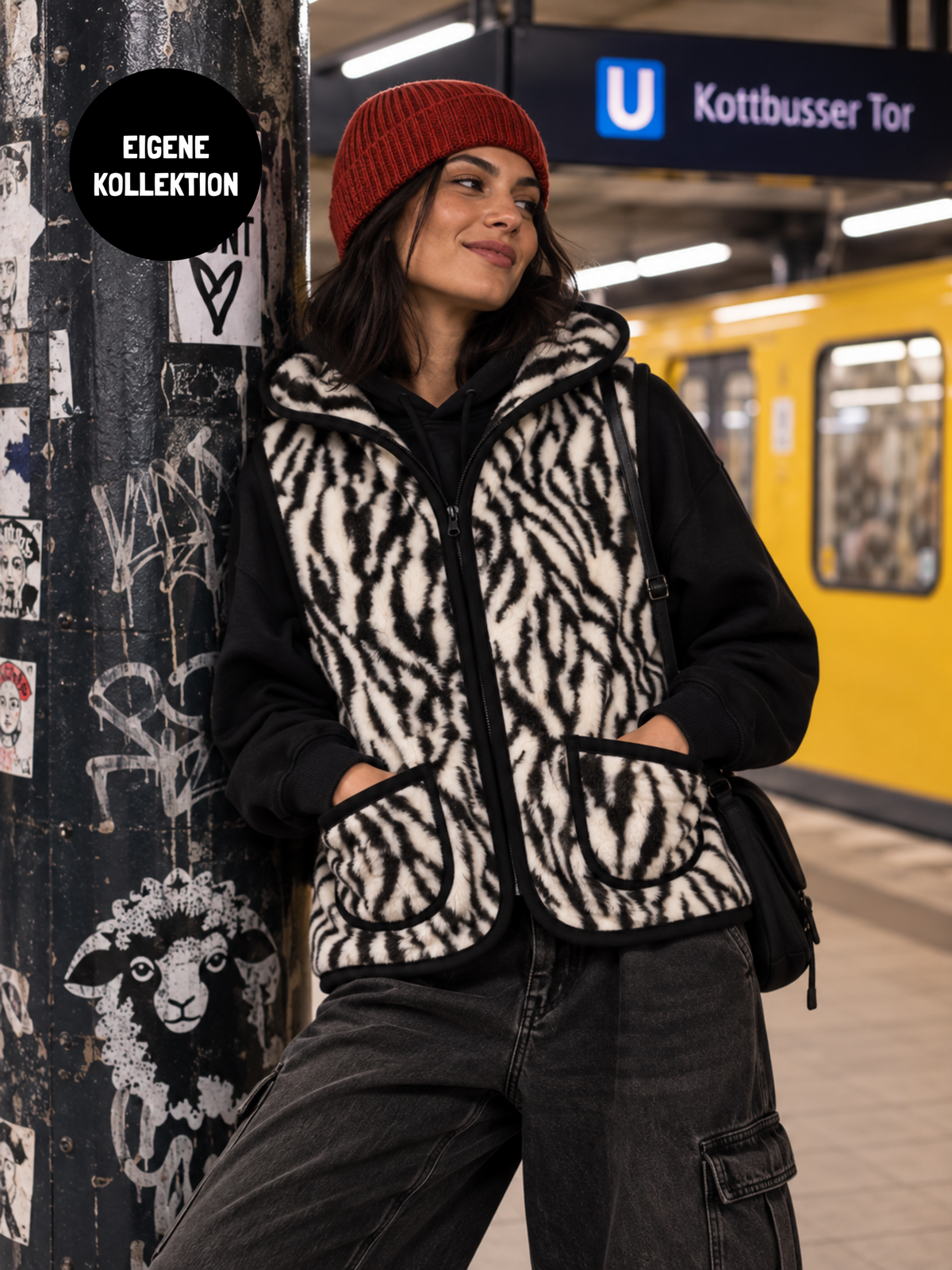 Weste Wollflor zebra