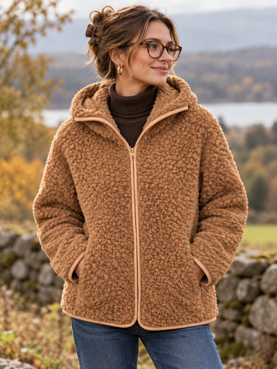 Wollfleecejacke, camel