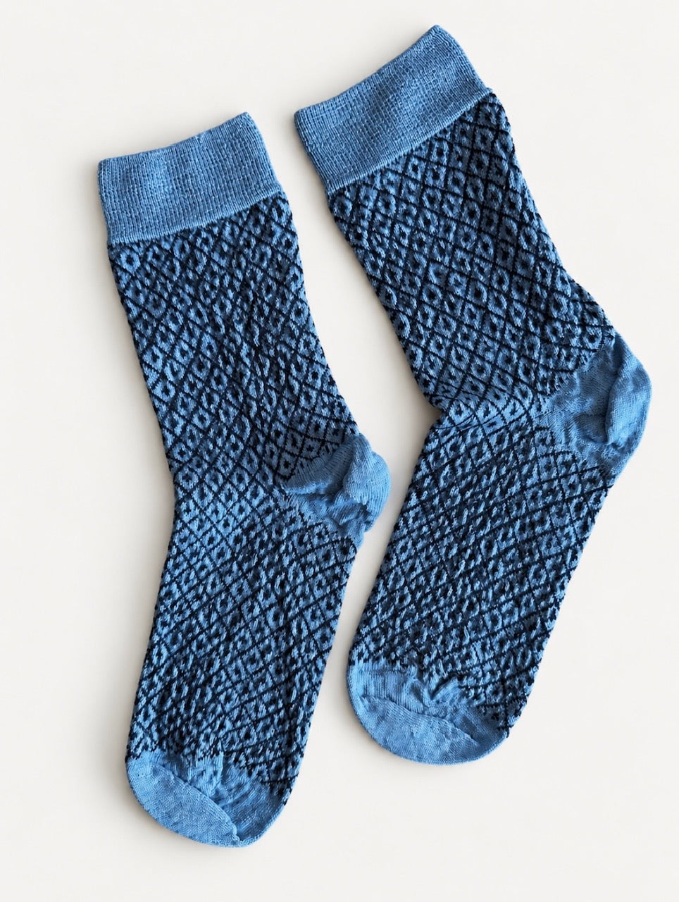 Wollsocken DS, Muster, hellbl.-bl.