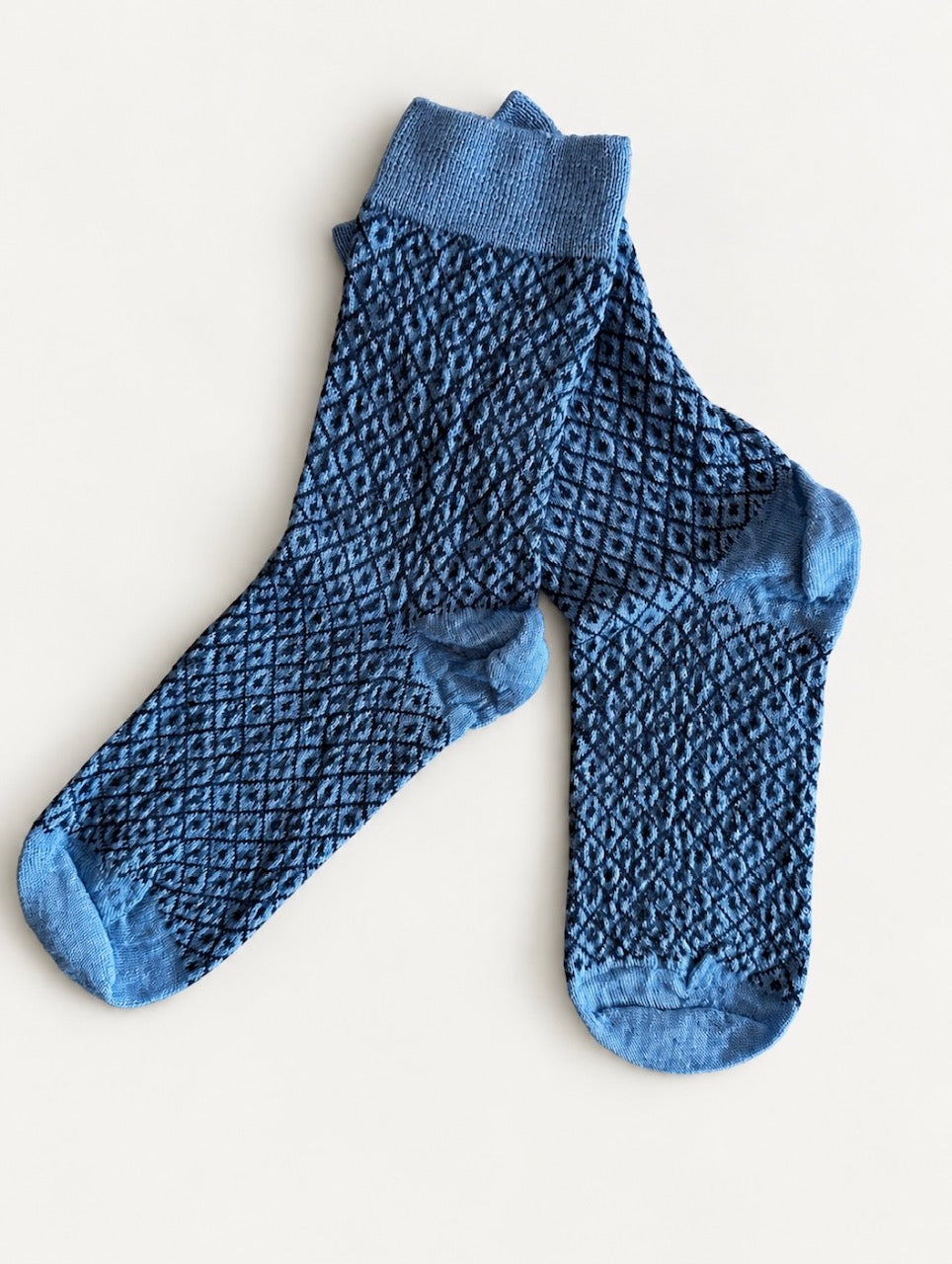Wollsocken DS, Muster, hellbl.-bl.