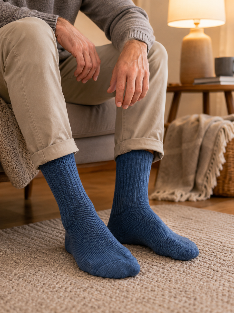 Wollsocken MS, jeansblau