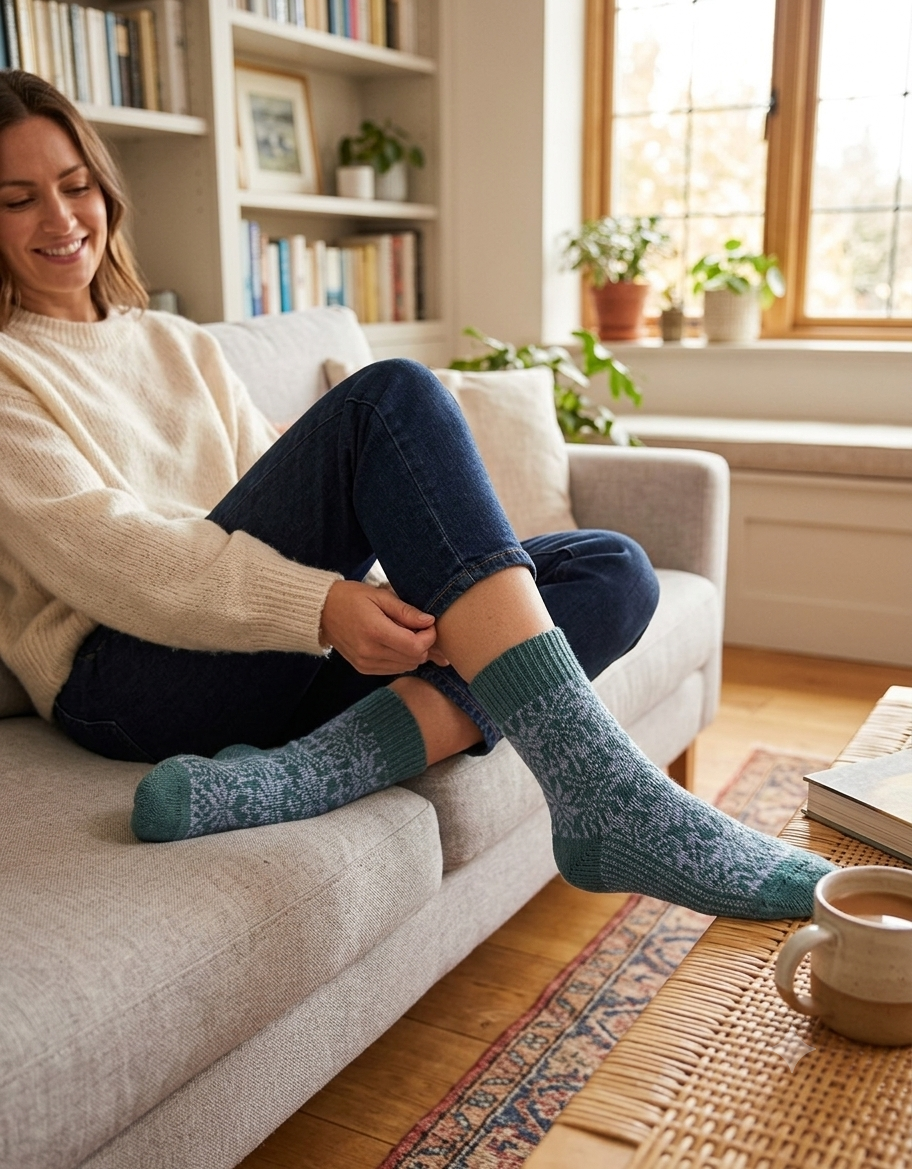 Wollsocken Norway, petrol-hellblau