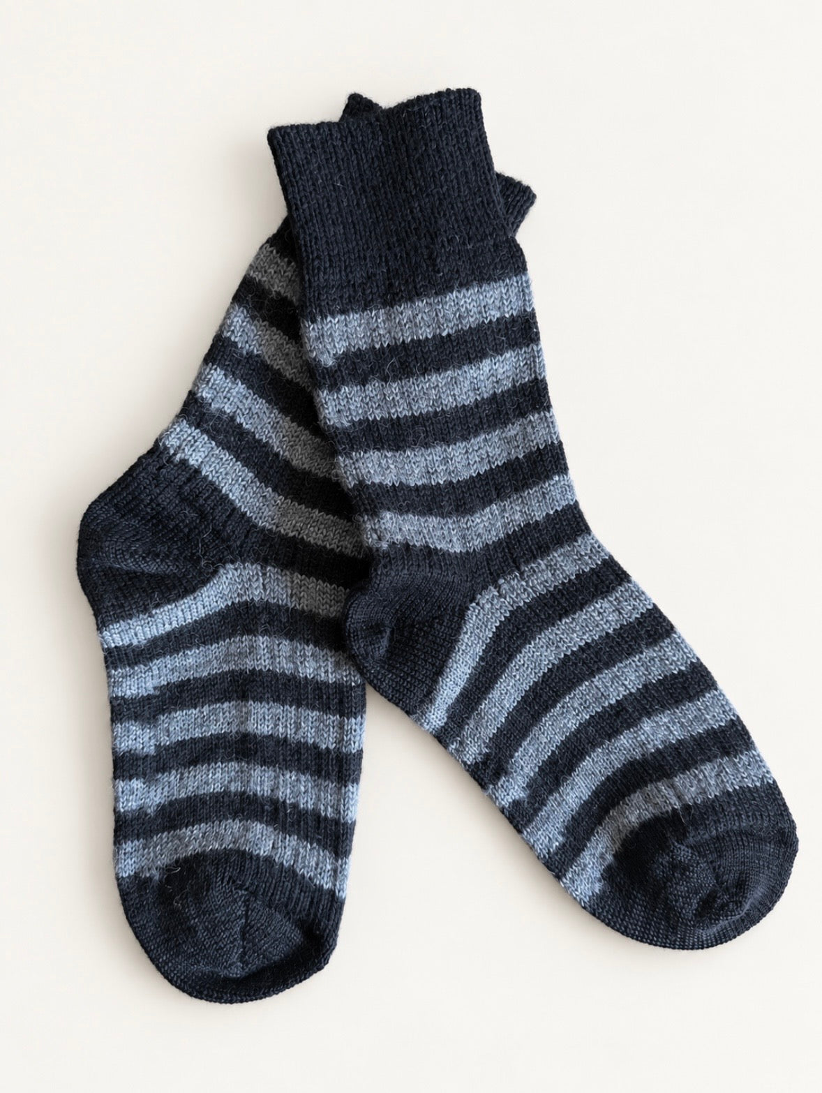 Wollsocken Streifen schw.-anthr.